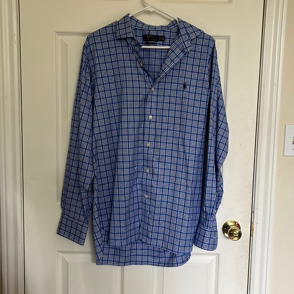 Polo Ralph Lauren Men’s Buttton Down Long Sleeve Shirt Blue Plaid - Picture 1 of 6